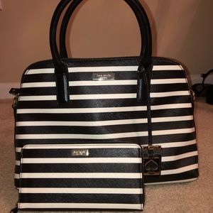 Kate Spade Striped Handbag with matching wallet